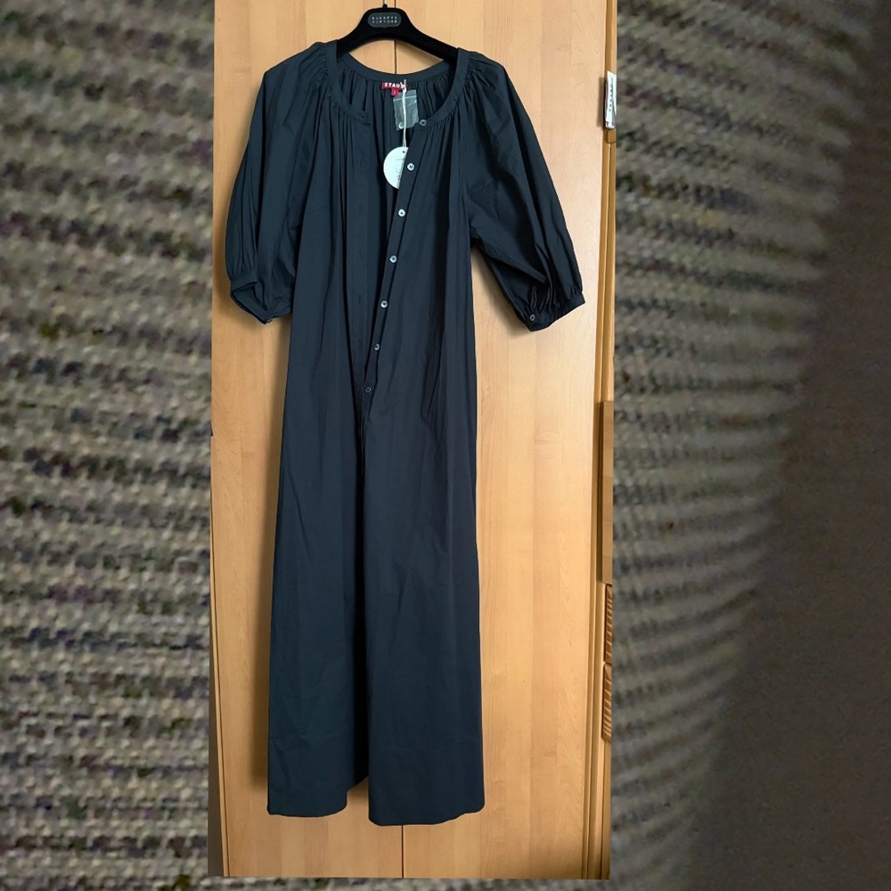 STAUD Black  Maxi Dress with Button Detail